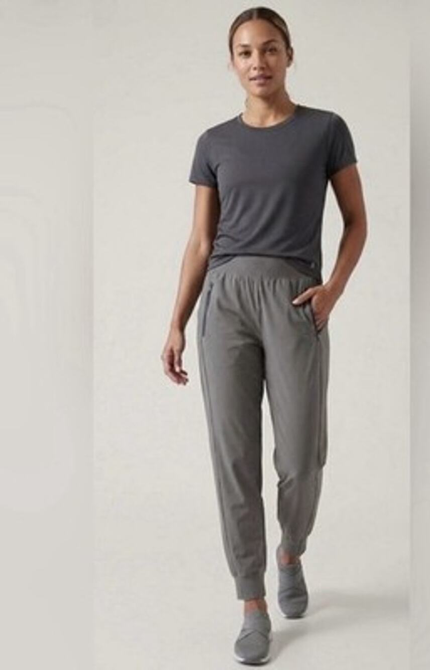 Athleta Cosmic Gray High Rise Lightweight Zip Pocket Jogger Pants Size Small EUC